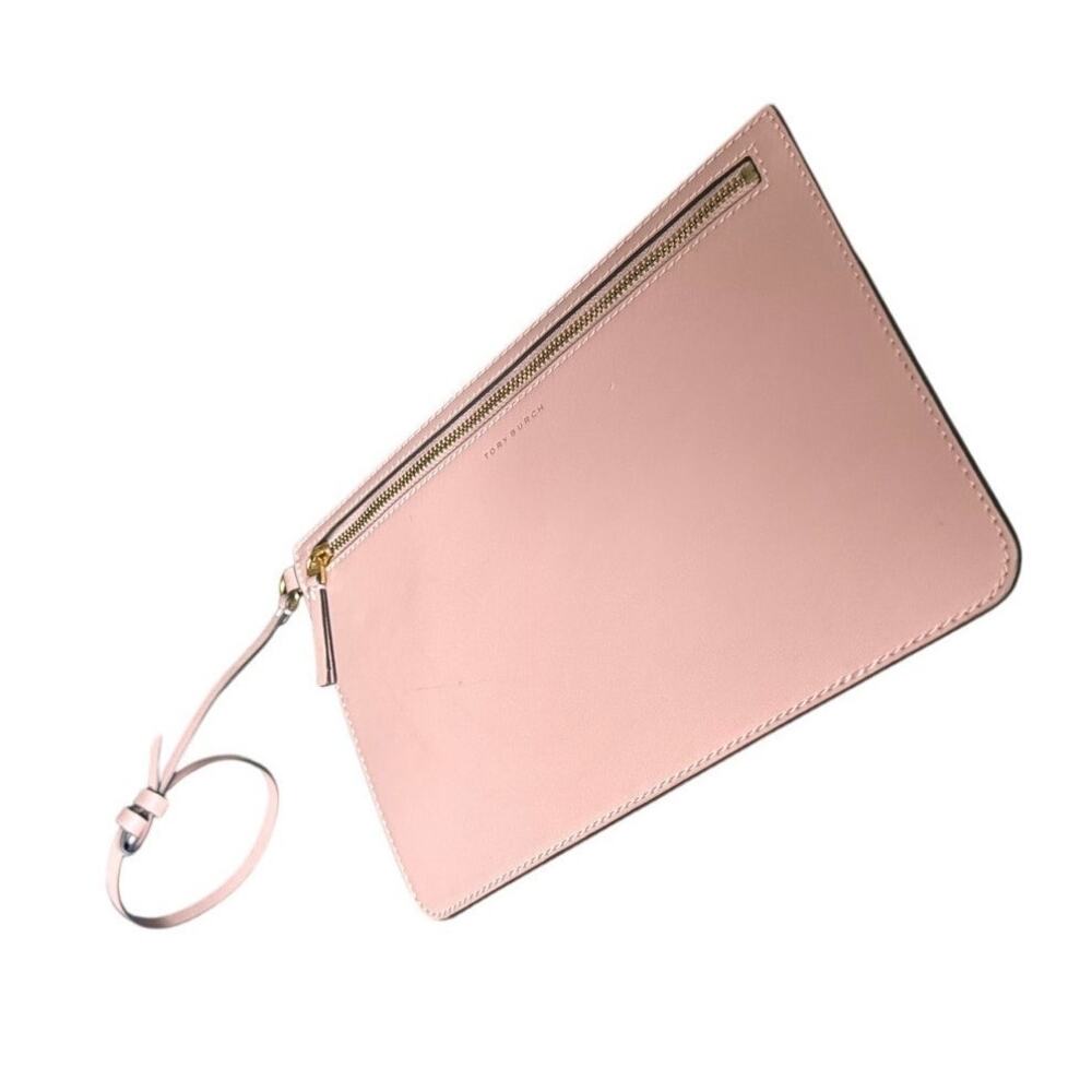 Tory Burch Pink Leather Flat Wristlet Zip Pouch